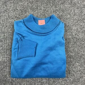 VTG Grace Sweater Womens 2 Blue Mock Neck Tight Knit Pullover Long Sleeve Top